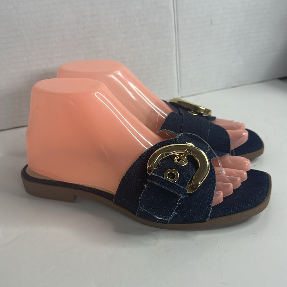 LOTTINI blue Denim Italian Slide Sandals